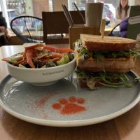 Pumpkin sandwich and side house salad  at Katzentempel - München in Munich