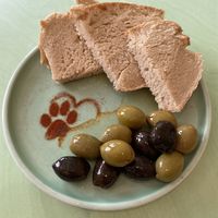 Olives and bread   at Katzentempel - München in Munich