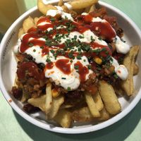 chili on fries (originally called Chili con Fritten)  at Katzentempel - München in Munich
