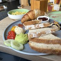 Temple Breakfast + Crossaint + Scrambled Tofu  at Katzentempel - München in Munich