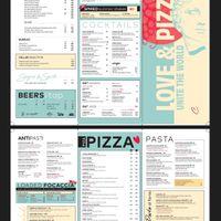 Main menu at Piza e Vino - Knysna in Western Cape