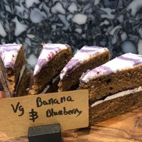 Vegan banana and blueberry cake at Joys Coffee House in Otley