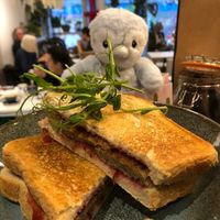 Stuffing and cranberry toastie from the vegan Christmas menu at Joys Coffee House in Otley