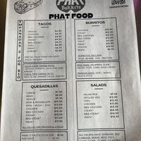 Menu  at Phat Burrito in Charlotte