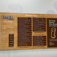 Menu at Izzy's Ices in Santa Cruz