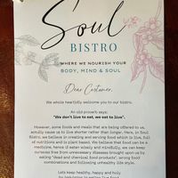 Menu at Soul Bistro in Varkala