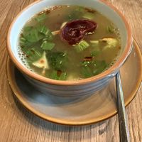 Lemongrass and dumpling soup.   at Plural Restaurant in Mumbai