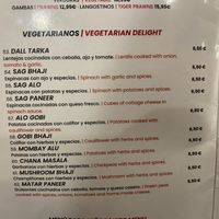 Menú   at Maharaja in Granada