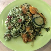 Mixed plate some vegetables and tabouleh at La Vegana in Ferrara