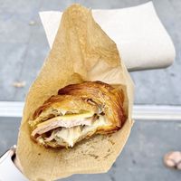 Vegan ham and cheese croissant 🥐  at Santoni - When food is the solution in Barcelona