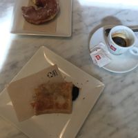 Delicious sugar donut and chocolate croissant at Santoni - When food is the solution in Barcelona