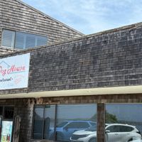 exterior including the restaurant sign at The Dog House in Bodega Bay