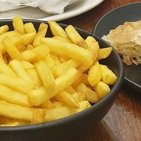Chips $10.00, Potato & Leek burek $9.50 at Chevapi Grill - Balkan Kitchen in South Melbourne