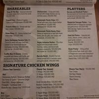 Sharables menu at Turtle Lake Brewing Company in Hanoi