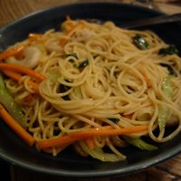 Spaghetthi Shrymps al Verdure (vegan) at L'Osteria in Saarbrucken
