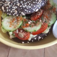 Avocado bagel with veggies at Boho Café   in Rabat
