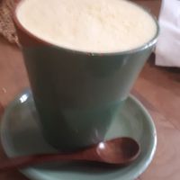 Generous cup of golden milk at Boho Café   in Rabat