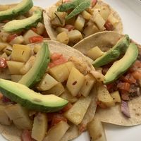 Potato tacos. So filling   at Bajo Café - Quinta in Playa Del Carmen