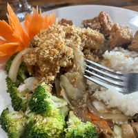 Garlic, tofu and mixed veggies  at Srijom's Place Thai Restaurant in Bloomsburg