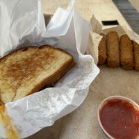 Sandwich and mozzarella sticks  at Cooper's Co-op Cafe in Portland