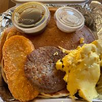 Pancake breakfast plate  at Cooper's Co-op Cafe in Portland