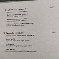 Price list at Gostisce Tulipan in Lesce