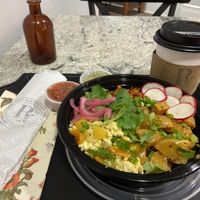 Breakfast bowl. The sausage is top notch!  at Village Farmacy  in Poland