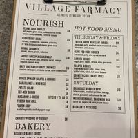 Menu August 2, 2025  at Village Farmacy  in Poland