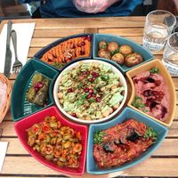 Share plate. Bread on side out of frame also included at Veggie Lovers  in Paris