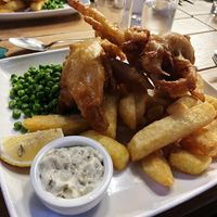 Back again for the banana blossom “fish n chips” really good  at Fighting Cocks in Dartford