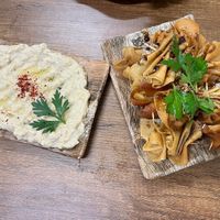 Fried pita and baba ganush  at Falafel Köy in Istanbul