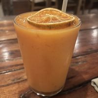 Freshly prepared Tropical juice  at Mandarina Seaside Restaurant in Holbox