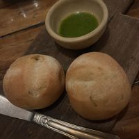 Vegan rolls with a vegan dipping pesto sauce  at Mandarina Seaside Restaurant in Holbox
