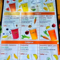 Juice menu at BKK - Juice Land in Samut Prakan