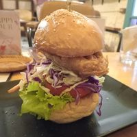 Spicy “chicken” burger  at Burgeryyy Downtown in Hanoi