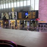 The restaurant is on the first floor of the train station, with this vieww  at Eataly - Termini in Rome