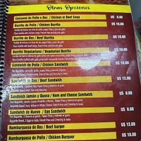 Menu  at Tipicos El Gueguense in Managua