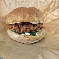 Chili burger at Veggie Junkies Burger in Kobe