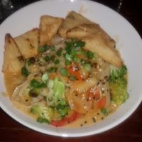 Red curry rice noodles  at Grass Skirt Tiki Room in Columbus