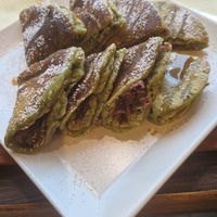 Mactha waffle with red beans at Happy Veggie - 天街素食 in Budapest