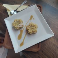 Mung bean cake at Happy Veggie - 天街素食 in Budapest