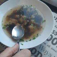 Wonton soup with mini wontons at Happy Veggie - 天街素食 in Budapest