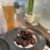 Tea flavored soy meat  at Happy Veggie - 天街素食 in Budapest