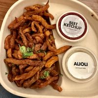 Sweet potato friess  at Honest Greens - Las Ramblas in Barcelona