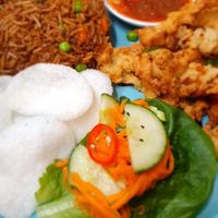 Nasi Goreng with vegan fried chkn at Nasi Lemak - Scarlet Door in Stockport