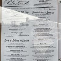 Vegan dishes marked with a "v" in the menu  at Blackwell's Catering in Lewisburg