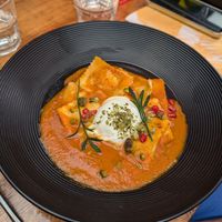 Vegetarische ravioli met burrata at Brasserie Quinty's in De Koog