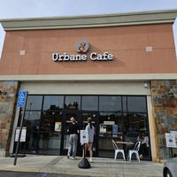 Front in a shopping center at Rye and Copper Hill at Urbane Cafe in Santa Clarita