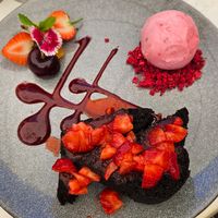 Fudge cake at Mission Estate Restaurant in Napier