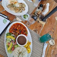 Dominican flag (down) and vegan pirogi (up) at Riviera Punta Cana in Punta Cana